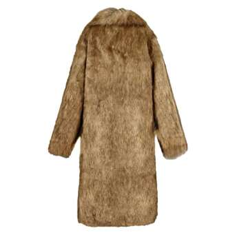 Lisa Colly Men's Fluffy Faux Fur Coat Winter Long Jacket Overcoat Parka Outwear (Light camel,3X-Large)