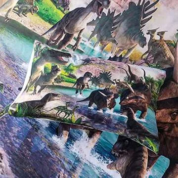 ADASMILE A & S Dinosaur Sheet Full Size for Boys Jurassic Dino Bed Sheets for Kids Teens Animal Pattern Printed Bedding Sets 14” Deep Pocket Soft Microfiber All Season Room Decor
