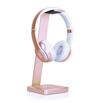 LUXA2 E-One Rose Gold Solid-Metal Aluminum Universal Gaming Headphone Stand/Hanger/Holder for Headsets Display HO-HDP-ALE1RG-00