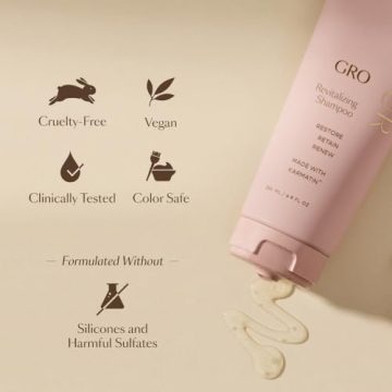 VEGAMOUR GRO Revitalizing Shampoo, Support Thicker, Fuller Looking Hair, Shampoo Formulated Without Sulfates for Thinning Hair with Vegan Keratin, Natural Citrus Scent (8 fl. oz.)