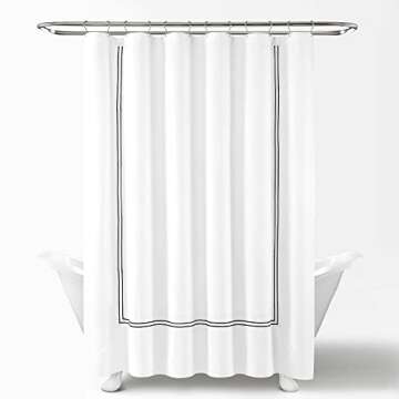 Lush Decor Hotel Collection Shower Curtain, 72" x 72", White & Black