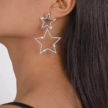 VRNGI Star Dangle Earrings - Elegant Silver Jewelry for Women