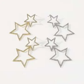 VRNGI Star Dangle Earrings - Elegant Silver Jewelry for Women
