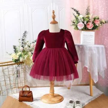 Toddler Kids Fall Winter Clothes: Baby Girls Princess Tulle Tutu Dress Long Sleeve Square Neck Smock...