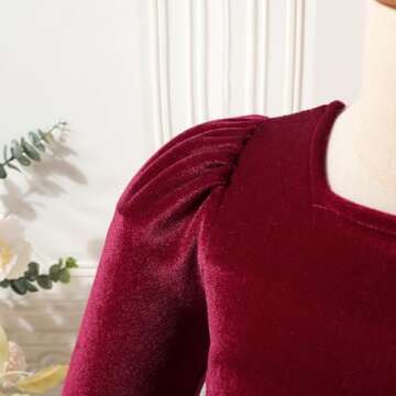 Toddler Kids Fall Winter Clothes: Baby Girls Princess Tulle Tutu Dress Long Sleeve Square Neck Smocked Pageant Wedding Christmas Birthday Party Holiday Photo Shoot Dress Red 18-24 Months