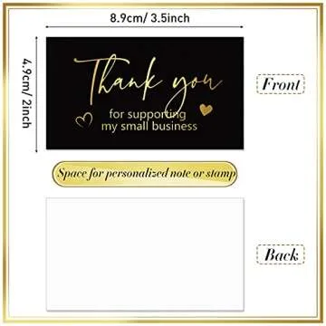 180 Black Gold Thank You for Supporting My Small Business Cards Small Thank You for Your Order Greet...
