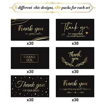 180 Black Gold Thank You Cards for Small Business