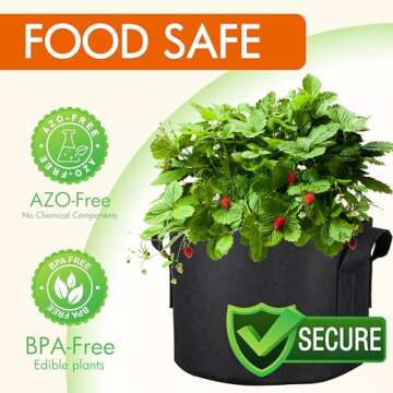 Gardzen 10-Pack 5 Gallon Grow Bags, 300G Thickened Aeration Fabric Pots with Handles, Heavy Duty Cloth Pots for Plants