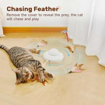 Potaroma Cat Toys Chargeable, 3in1 Hide and Seek, Automatic Interactive Fun, Fluttering Butterfly, Moving Feather, Kitten Wand, Indoor Kitty Exercise Kicker 22.8 Inch Cover for All Breeds