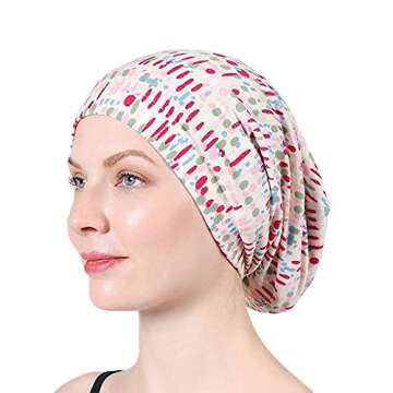 Satin Lined Sleep Night Cap,Satin Bonnet & Slouch Beanie Chemo,Cover Hair Hats Blue,Pink