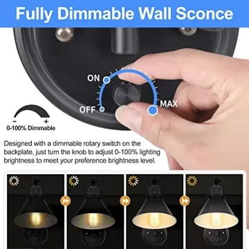 Dimmable Swing Arm Wall Sconce with 6FT Cord