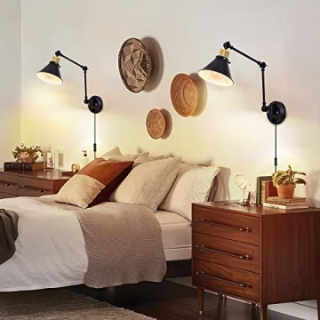 Dimmable Swing Arm Wall Sconce with 6FT Cord