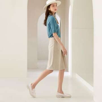 JENN ARDOR Women's Chunky Loafers Slip On Lug Sole Penny Loafer Comfort Casual Round Toe Mid Heels Platform Work Shoes Natural 6