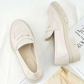 JENN ARDOR Chunky Heels Women's Comfortable Loafers