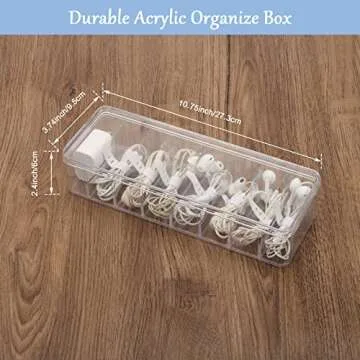 Wiwaplex Cable Organizer Storage Box Plastic Cable Cord Management Box Power Cord Organizer Case with 10Pcs Rubber Ties for Office, Home, Desk Accessories Storage Stationery Supplies