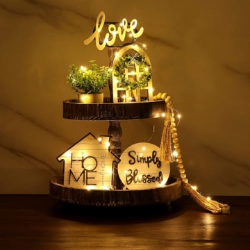 Fall Tiered Tray Decor Set 10 Rustic Farmhouse Pieces  