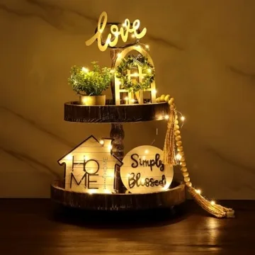 Fall Tiered Tray Decor Set 10 Rustic Farmhouse Pieces  