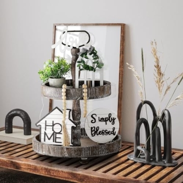 Fall Tiered Tray Decor Set 10 Rustic Farmhouse Pieces  