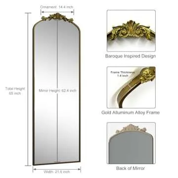 Luxurious SMIROR Gold Full Length Floor Mirror