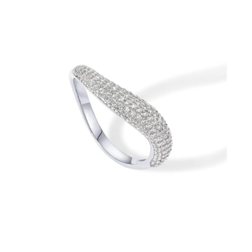 PAVOI Wavy Cubic Zirconia Stackable Ring for Women | Stunning Design