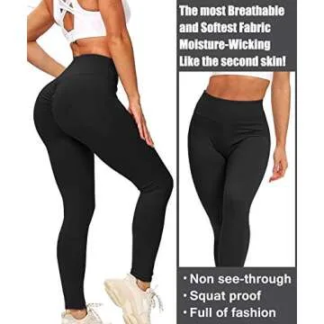AIMILIA Women's High Waisted Butt Lifting Leggings Ruched Butt Seamless Booty Yoga Pants Tummy Control Sport Tights Black