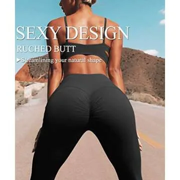 AIMILIA Women's High Waisted Butt Lifting Leggings Ruched Butt Seamless Booty Yoga Pants Tummy Control Sport Tights Black