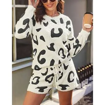 Comfortable Ekouaer Fuzzy Fleece Pajama Set for Lounging