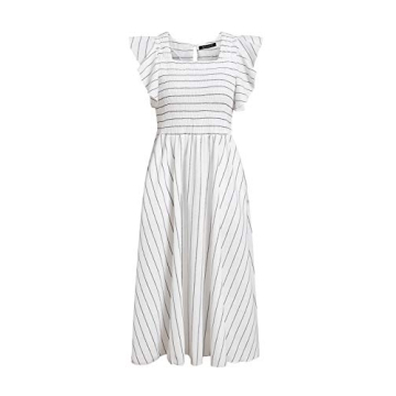 Elegant Summer Midi Smocked Dress with Pockets