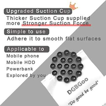 DGBGoo 5 PCS Suction Phone Case Adhesive Silicone Suction Cup Phone Holder Case for Hand Mobile Devices Mount (Black)