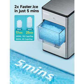 HiCOZY Nugget Ice Makers Countertop, Compact Crushed Ice Maker, Produce Ice in 5 Mins, 55LB Per Day,...