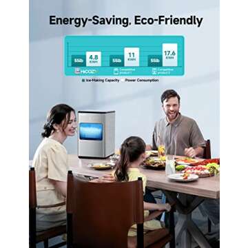 HiCOZY Nugget Ice Maker 55LB Daily Output Self-Cleaning