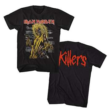 Iron Maiden T Shirt Killer 2 Album Cover Front & Back Print Mens Short Sleeve T Shirts Classic Rock Tees Black
