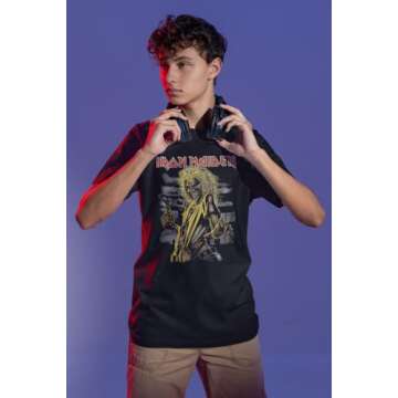 Iron Maiden T Shirt Killer 2 Album Cover Front & Back Print Mens Short Sleeve T Shirts Classic Rock Tees Black