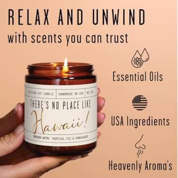 Hawaii Soy Candle with Sweet Fig & Sandalwood - 50Hr Burn