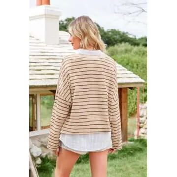 BZB Womens Oversized Striped Long Sleeve Shirt - 2024