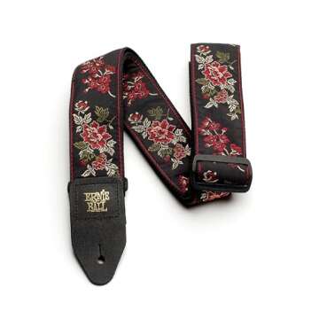 Ernie Ball Jacquard Guitar Strap - Red Rose - Stylish Comfort for All Guitarists