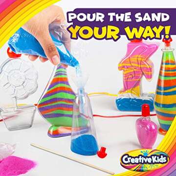 Creative Kids Sand Art Activity Kit for Kids-10 Sand Art Bottles &10 Colored Cool Sand Bags+Glitter ...