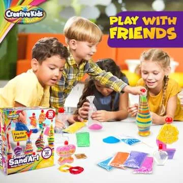 Creative Kids Sand Art Activity Kit for Kids-10 Sand Art Bottles &10 Colored Cool Sand Bags+Glitter Sand-Create Your Own Sand Art-DIY Arts & Crafts Gifts for Kids Boys Girls Age 6+ Packaging May Vary