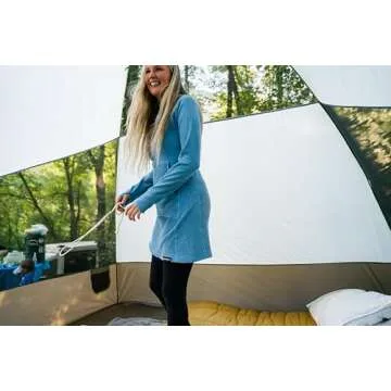 Squak Mountain Co. Women's Outdoor Adventure Fleece Hoodie Camp Dress, Medium, Sawtooth Sky