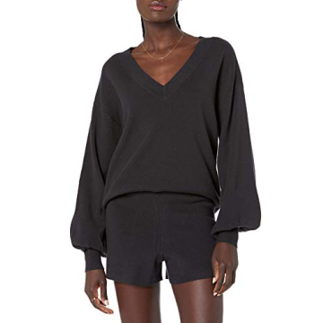 Mia Bell Sleeve Deep V Neck Supersoft Sweater by The Drop