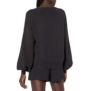 Mia Bell Sleeve Deep V Neck Supersoft Sweater by The Drop