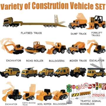 Advent Calendar 2024 Kids Boys - Alloy Construction Vehicles Toy Set - Christmas Engineering Playset Plus 2 Mats - Countdown Calendar Gift for 3-8 Year Old Children Teens