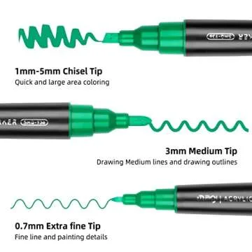 24 Colors Three Tips Paint Pens Paint Markers, Acrylic Markers Pens With Fine Tip Medium Tip Chisel Tip, Acrylic Paint Pens for Rock Painting, Wood, Canvas, Ceramic, Fabric, Arts and Crafts for Adults