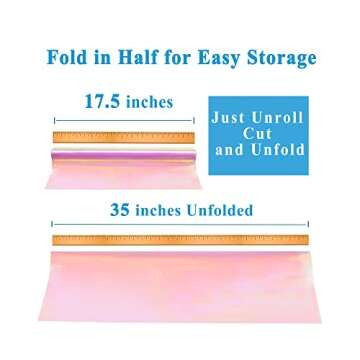 JOYIT 35 in x 50 ft Iridescent Cellophane Wrap Roll – Iridescent Cellophane Roll, Rainbow Wrapping...
