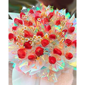 JOYIT 35 in x 50 ft Iridescent Cellophane Wrap Roll – Iridescent Cellophane Roll, Rainbow Wrapping Paper for Flower Gift Baskets Wrap DIY Wrapping (35" fold into 17.5")