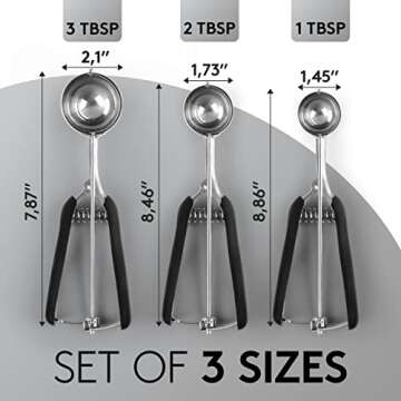 Ultra Durable Stainless Steel Cookie Scoops Set with Trigger Release - 3 Versatile Sizes for Kitchen...