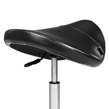 Master Massage Ergonomic Saddle Chair-Saddle Stool- Hydraulic Swivel Rolling Chair-Salon Clinical Tattoo Dentist Clinic Stool, Spas, Salons Stools, Workshop Office-Black