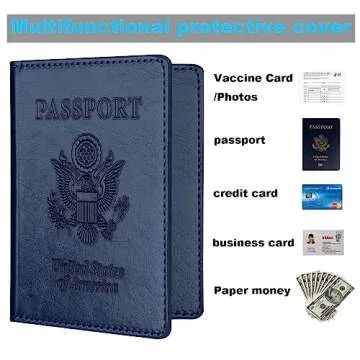 Passport Holder 2Pcs, Passport Cover Wallet Case for Women Men Family, Passport Book Holders Travel Must Haves Cruise Ship Essentials, Passport and Vaccine Card Holder Combo (Dark Blue & Wine red)