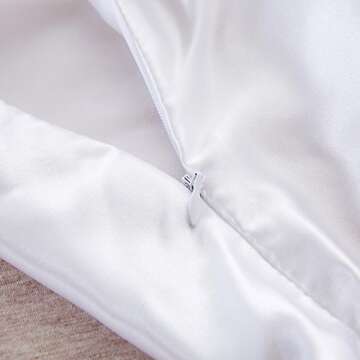 Juwenin Bedding,Luxury Satin Pillowcase with Zipper (Silky Satin Pillow Case for Hair) Set of 2 (White, Standard(20''x26''))