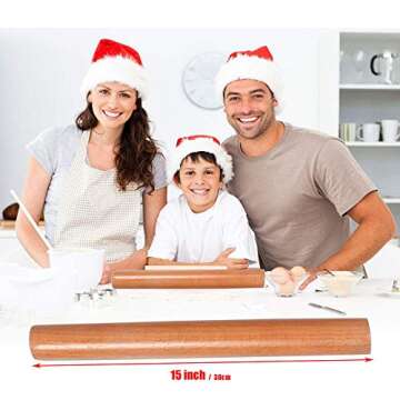 Premium Beech Wood Rolling Pin for Baking Pizza, Pasta, Cookies